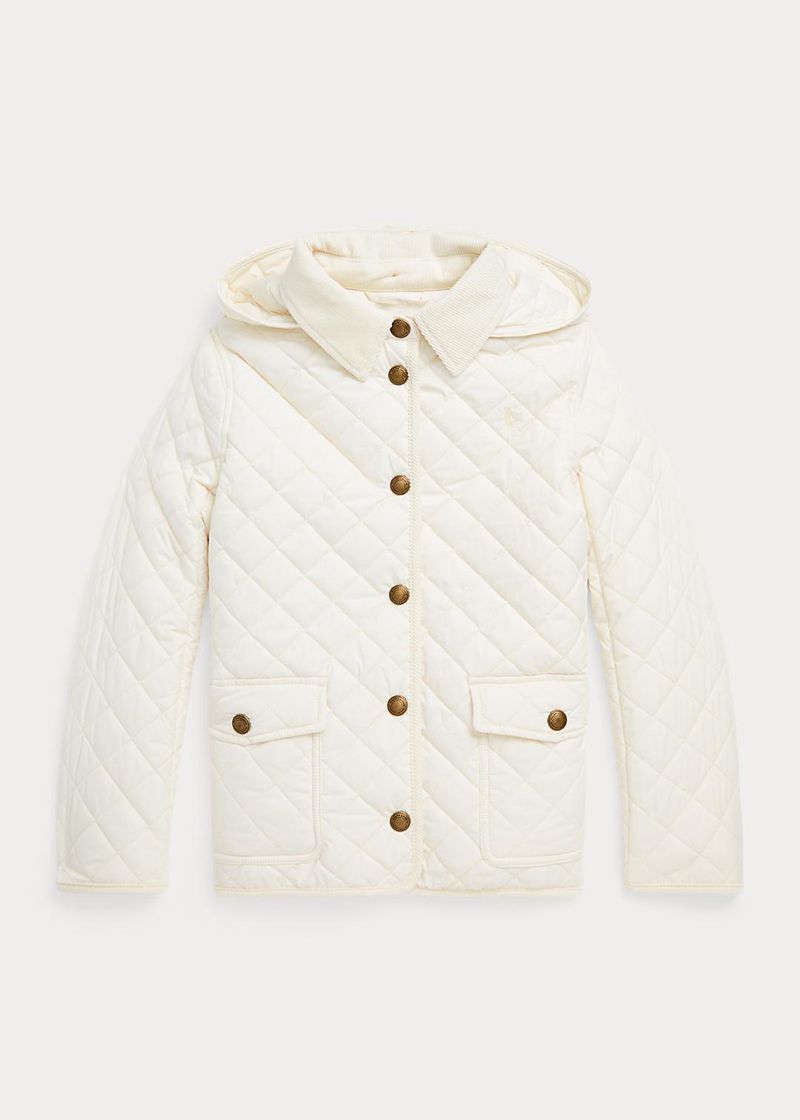 ラルフ ローレン ジャケット ガール 白 7-14 年 Quilted Water-resistant Barn PSAHO5160